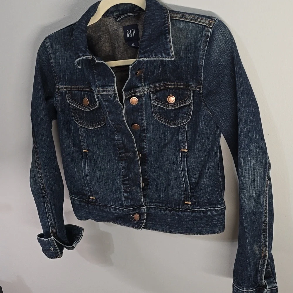 GAP Blue Denim Crop Jacket Women's Size Xs X-small Cropped - Picture 2 of 11